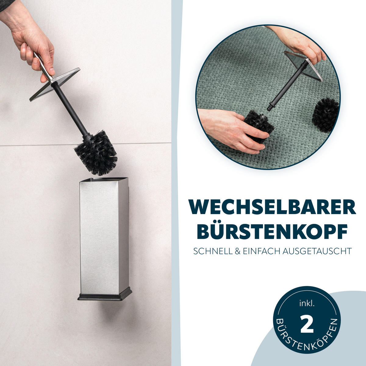 WC-GARNITUR inkl. Wandhalterung - Edelstahlfarben, Metall (10/39/14.5cm) - bremermann