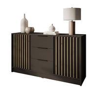 KOMMODE NELA, zweitürig mit Lamellen, Graphit/Artisan - Graphitfarben, Holzwerkstoff (155/86/45cm) - Lookway