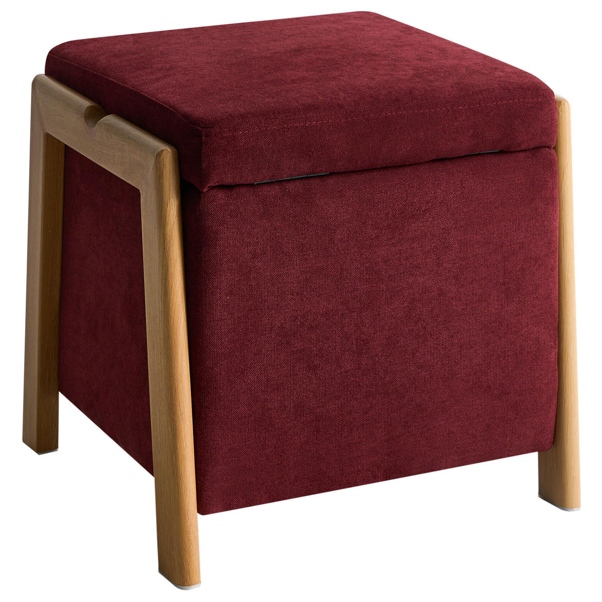 POUF cu spațiu de depozitare textil 45 cm roșu bordeaux Edland - roșu închis, metal (45/44/43cm) - Beliani