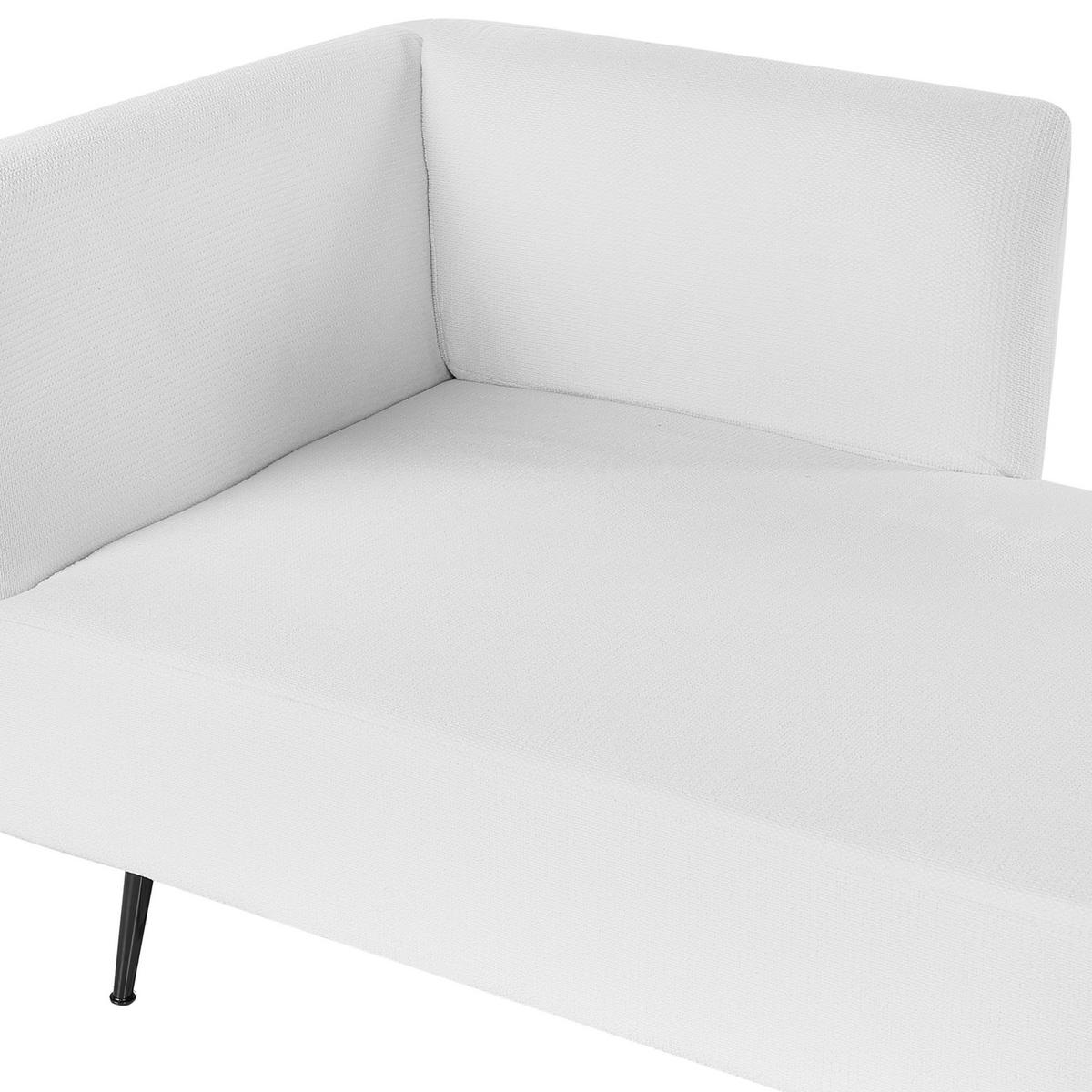 ČALOUNĚNÉ LEHÁTKO CHAISE LONGUE krémově bílé levostranné Riom - bílá/černá, textil (156/75/77cm) - Beliani