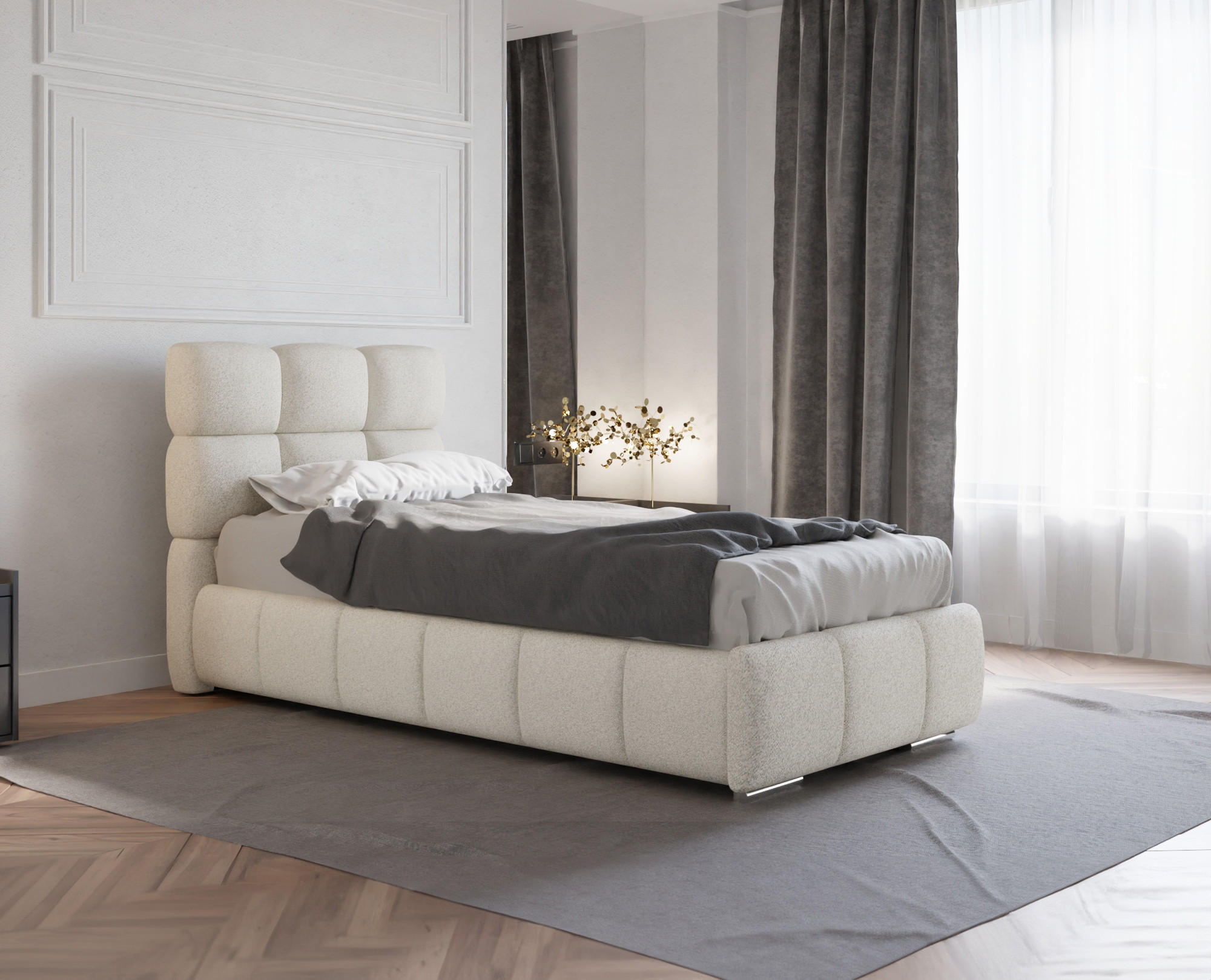 POLSTERBETT Bliss 90 x 200 cm mit Bettkasten und Lattenrost Federkernmatratze BONEL H3 - beige - Beige, Holz (90/200cm) - Panda Möbel