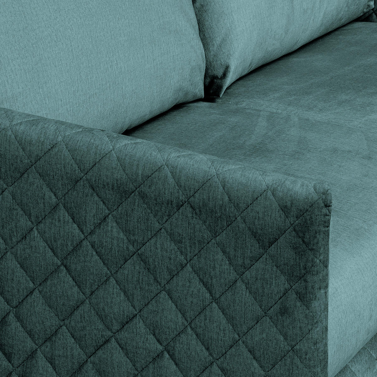 SCHLAFSOFA mit Matratze - Samt - Blau/Buchefarben, Buchenholz/Textil (171/95/101cm) - home24