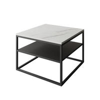 COUCHTISCH NOVA mit Ablage Schwarz / Marmor Levanto - Schwarz/Weiß, Holzwerkstoff (69/69/48cm) - Lookway