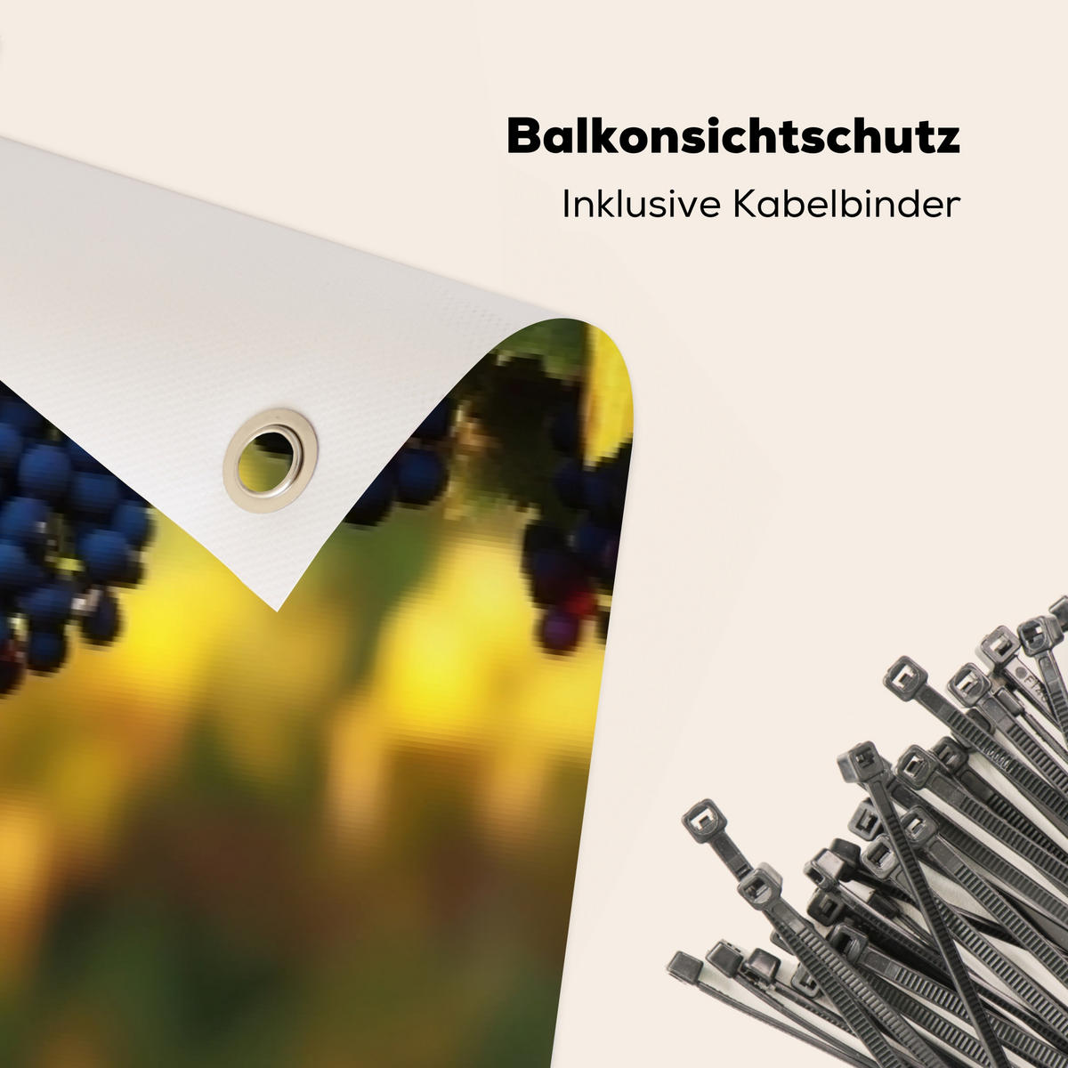 BALKON-SICHTSCHUTZ Trauben - Wein - Natur - Grün - Weinrot, Kunststoff (500/75cm) - MuchoWow