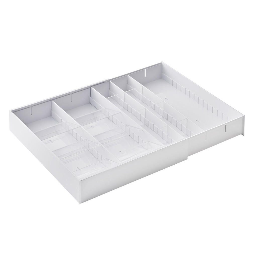 BESTECKKASTEN Tower 5415 Weiß ausziehbar, 5,5 x 30–47,5 x 35 cm - Weiß, Kunststoff (47.5/5.5/35cm) - Yamazaki