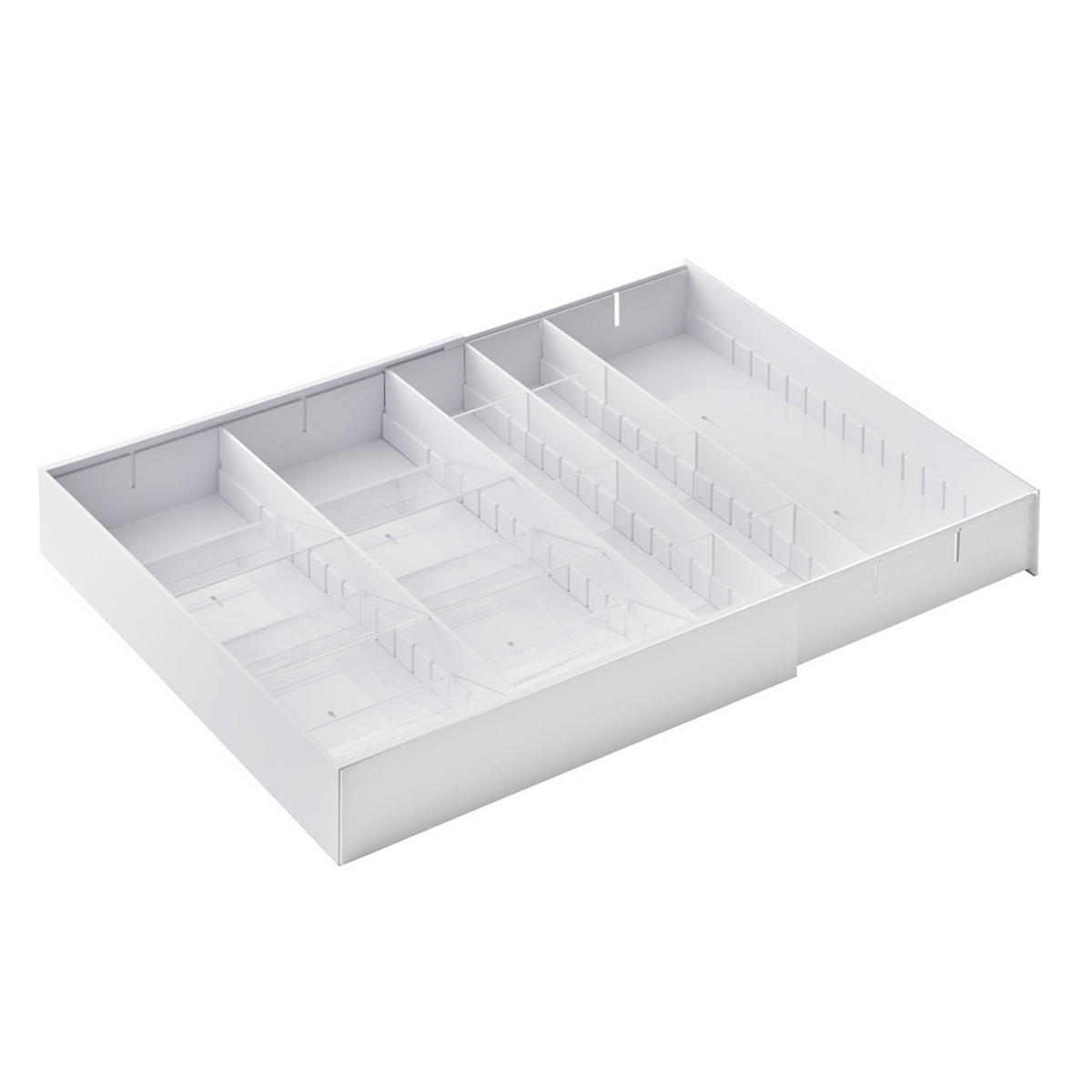BESTECKKASTEN Tower 5415 Weiß ausziehbar, 5,5 x 30–47,5 x 35 cm - Weiß, Kunststoff (47.5/5.5/35cm) - Yamazaki