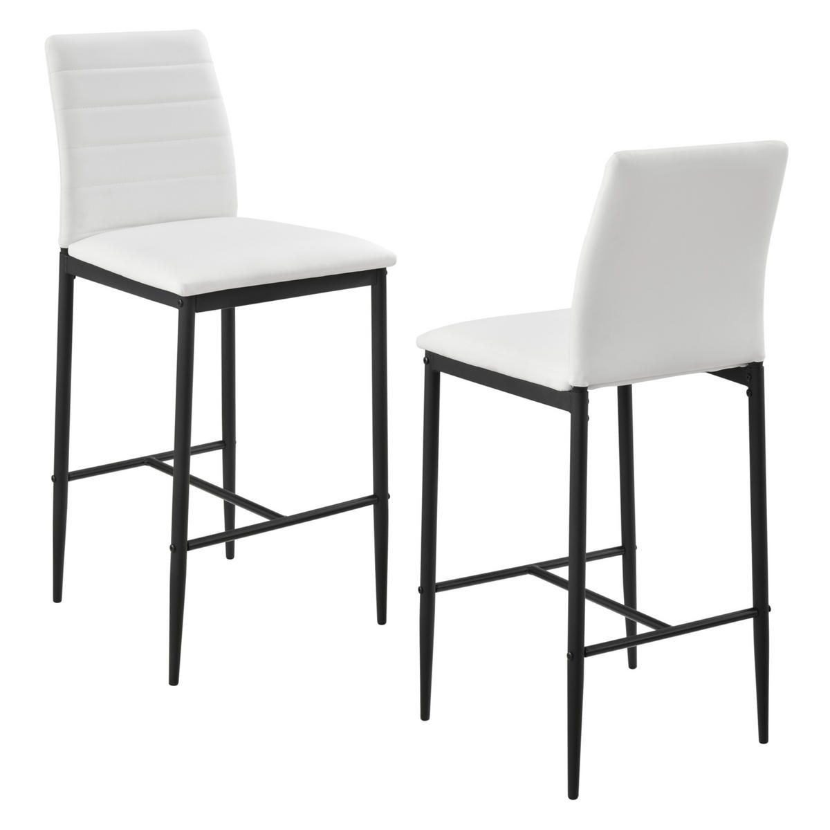 BAROVÁ ŽIDLE Lidköping 2 ks - bílá, kůže (43/96/47cm) - [en.casa]