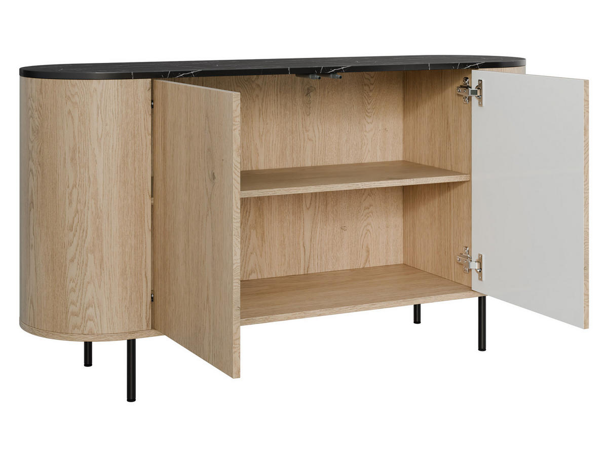 KOMMODE Lygrint 140 2D - Eichefarben/Goldfarben, Holzwerkstoff/Metall (139/75/40cm) - MIRJAN24