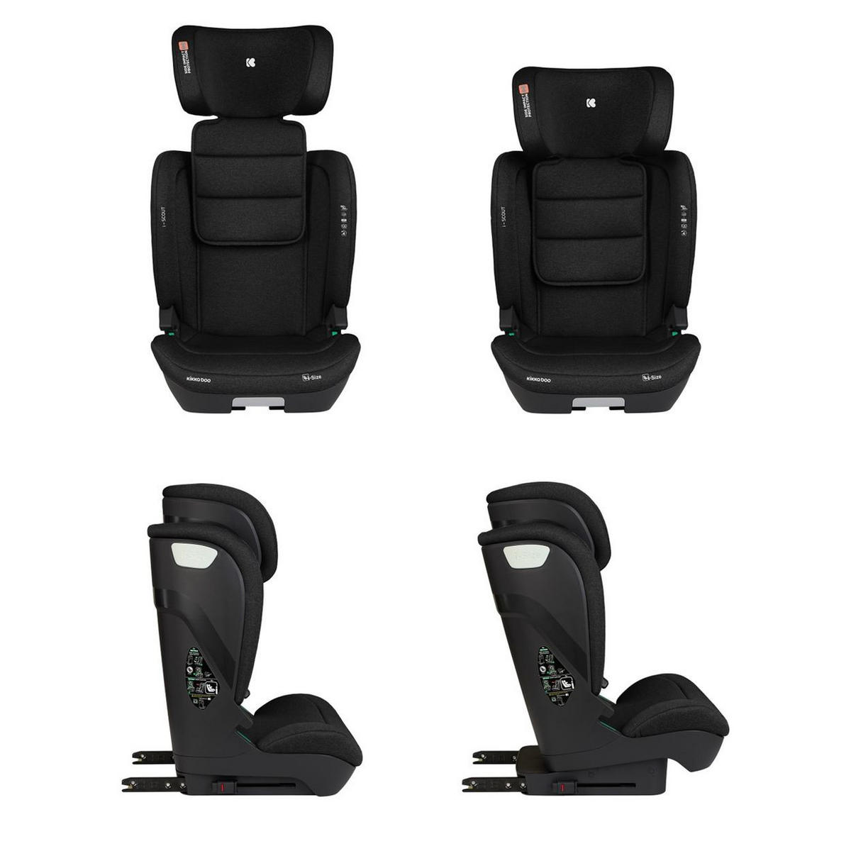 KINDERSITZ i-Scout i-Size schwarz (100 - 150 cm) Kopfstütze verstellbar Isofix - Schwarz, Kunststoff (43/63/44cm) - Kikka boo