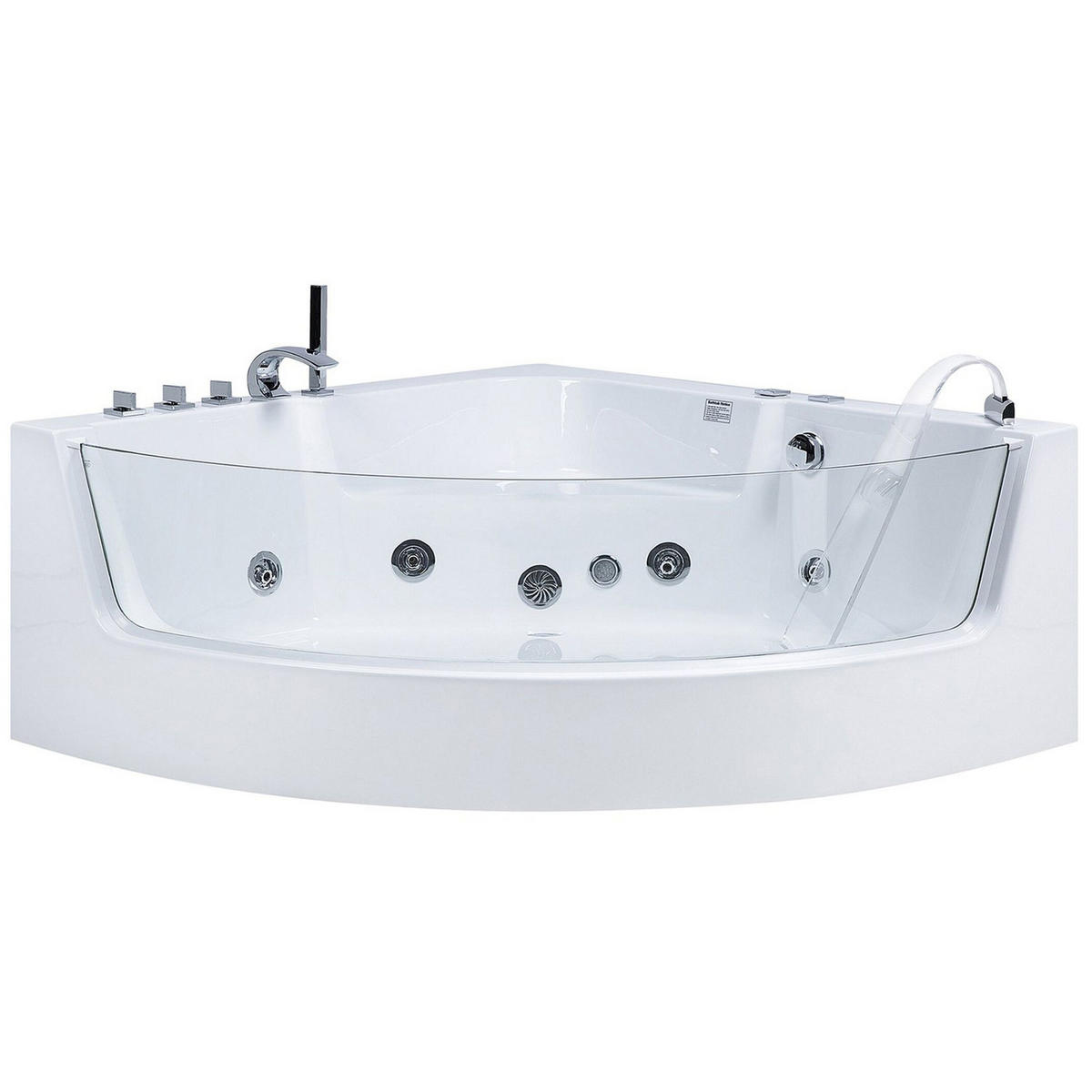 WHIRLPOOL-BADEWANNE mit LED 135x190x59 cm weiß Marina - Weiß, Kunststoff (135/59/190cm) - Beliani