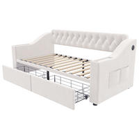 KINDERBETT 90/190 cm DE-02125, in Beige, mit Ablagen und 2 Schubladen - Beige, Metall (90/190cm) - ComfortXL