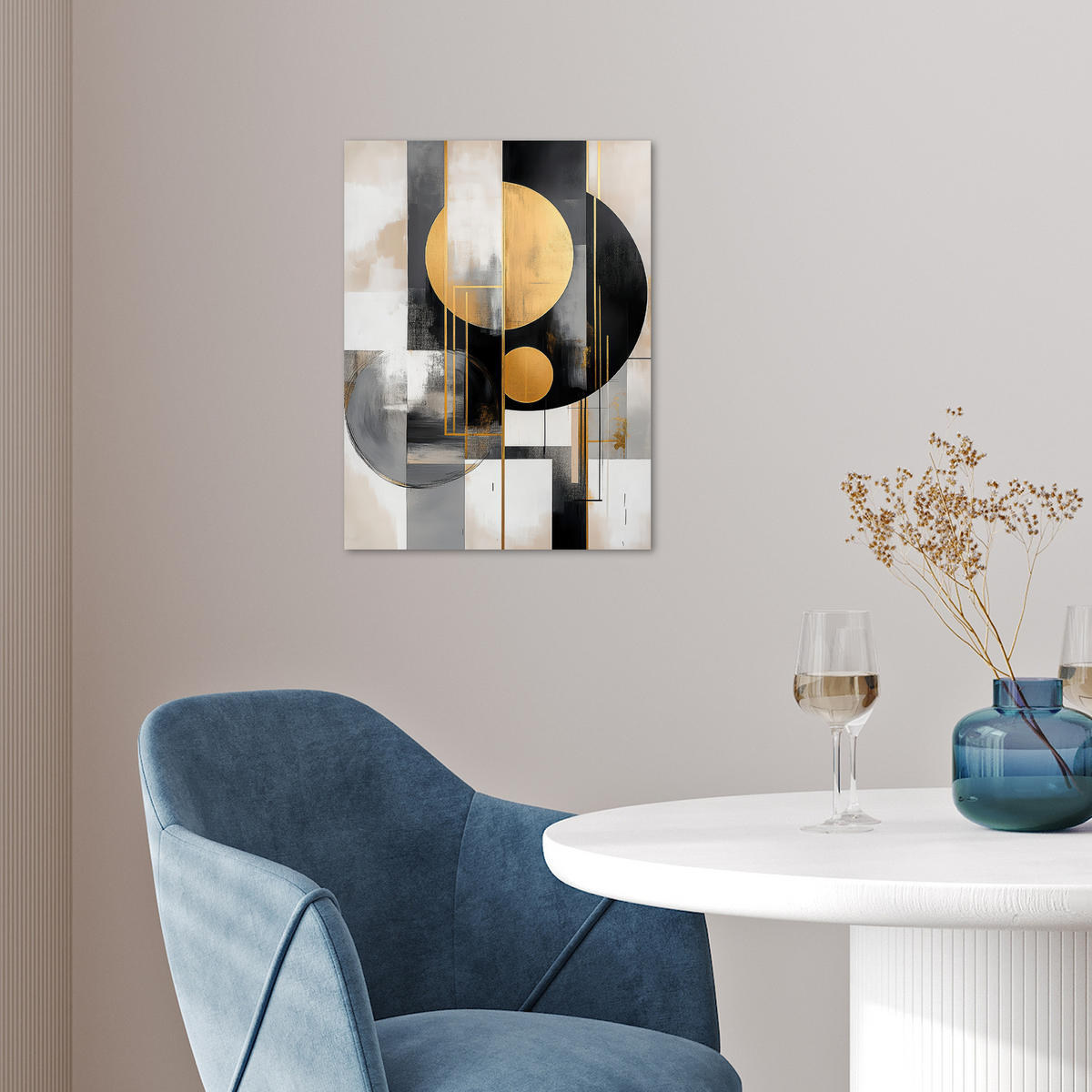 POSTER Abstrakt - Gold - Silber - Formen - Ästhetisch - Modern 30x40 cm - Goldfarben, Papier (30/40/0.1cm) - MuchoWow