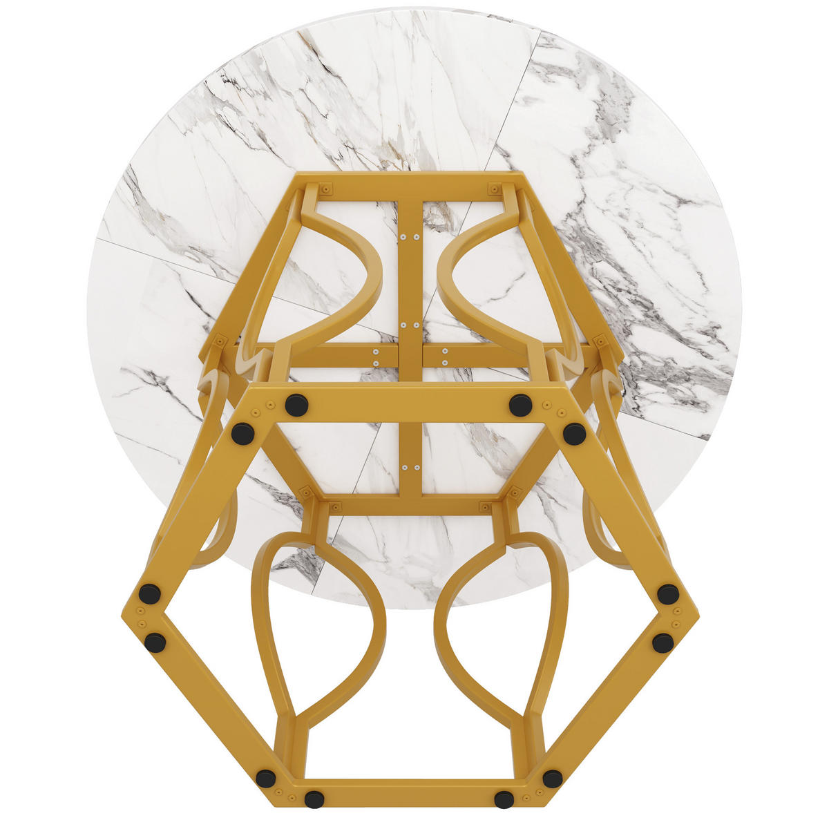 ESSTISCH 100/100/76 cm rund mit MDF-Tischplatte und verstellbaren Metallbeinen, Weiß/Goldfarben - Goldfarben, Holzwerkstoff (100/100/76cm) - Redom