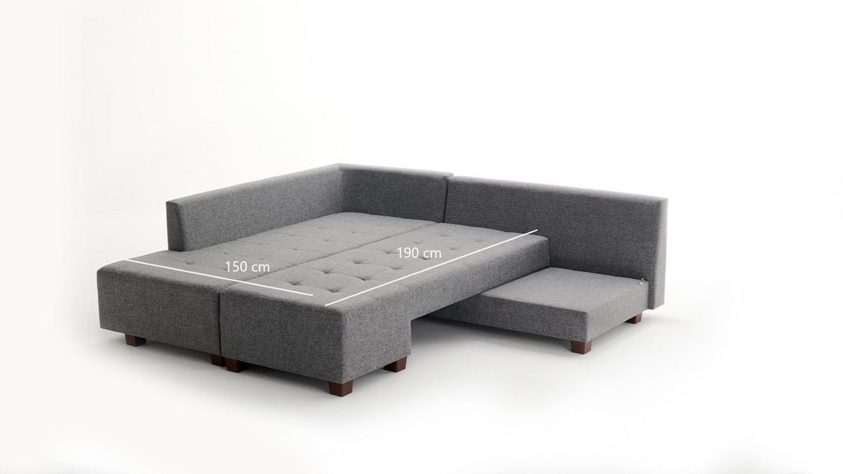 ECKSOFA mit rollbarer Schlaffunktion - Walnussfarben/Braun, Holzwerkstoff/Kunststoff (280/206cm) - myHomelando
