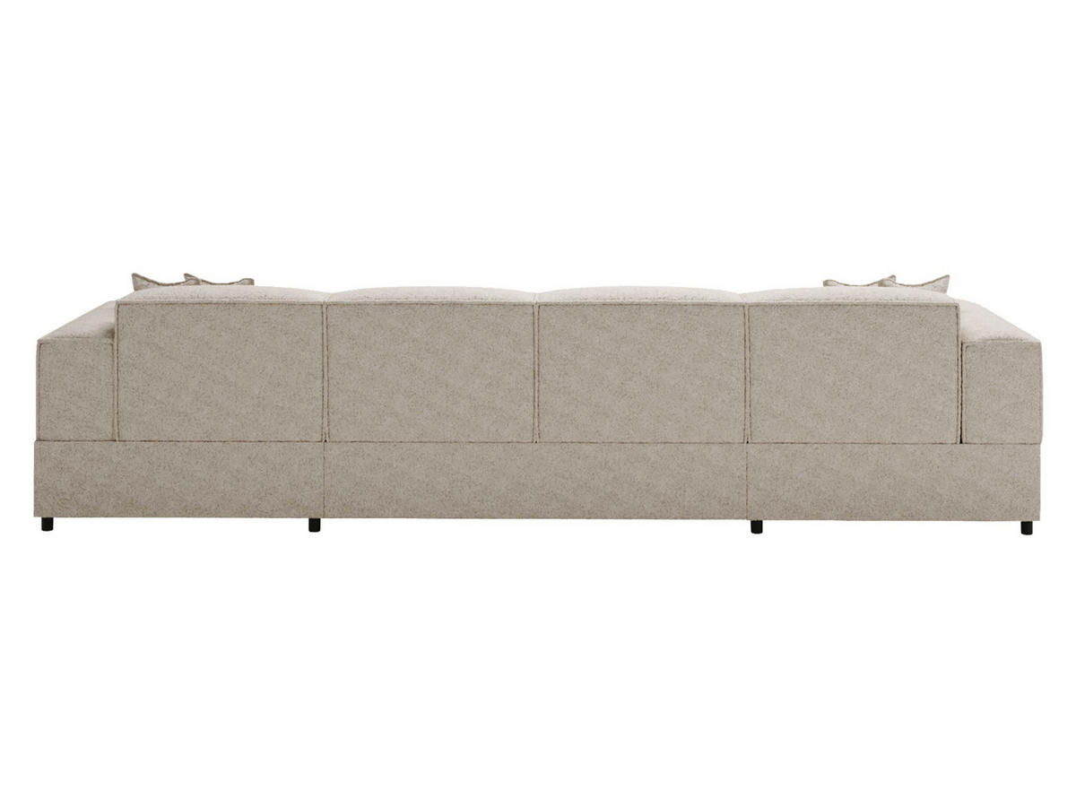 WOHNLANDSCHAFT Santos U Boucle - Beige/Schwarz, Holzwerkstoff/Kunststoff (320/79/166cm) - MIRJAN24