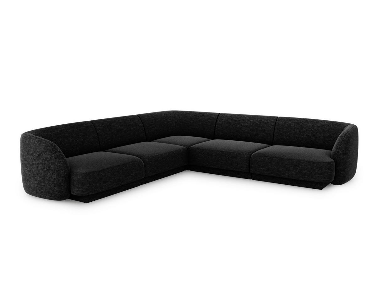 WENDBARES-ECKSOFA Miley aus Chenille-Stoff schwarz 5 Sitzplätze - Schwarz, Textil (255/255cm) - Micadoni