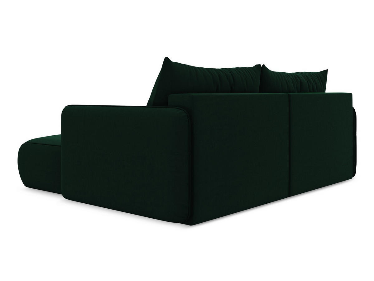 ECKSOFA mit Schlaffunktion Samt Stoff Grün - Dunkelgrün/Schwarz, Kunststoff/Textil (207/148cm) - Makamii