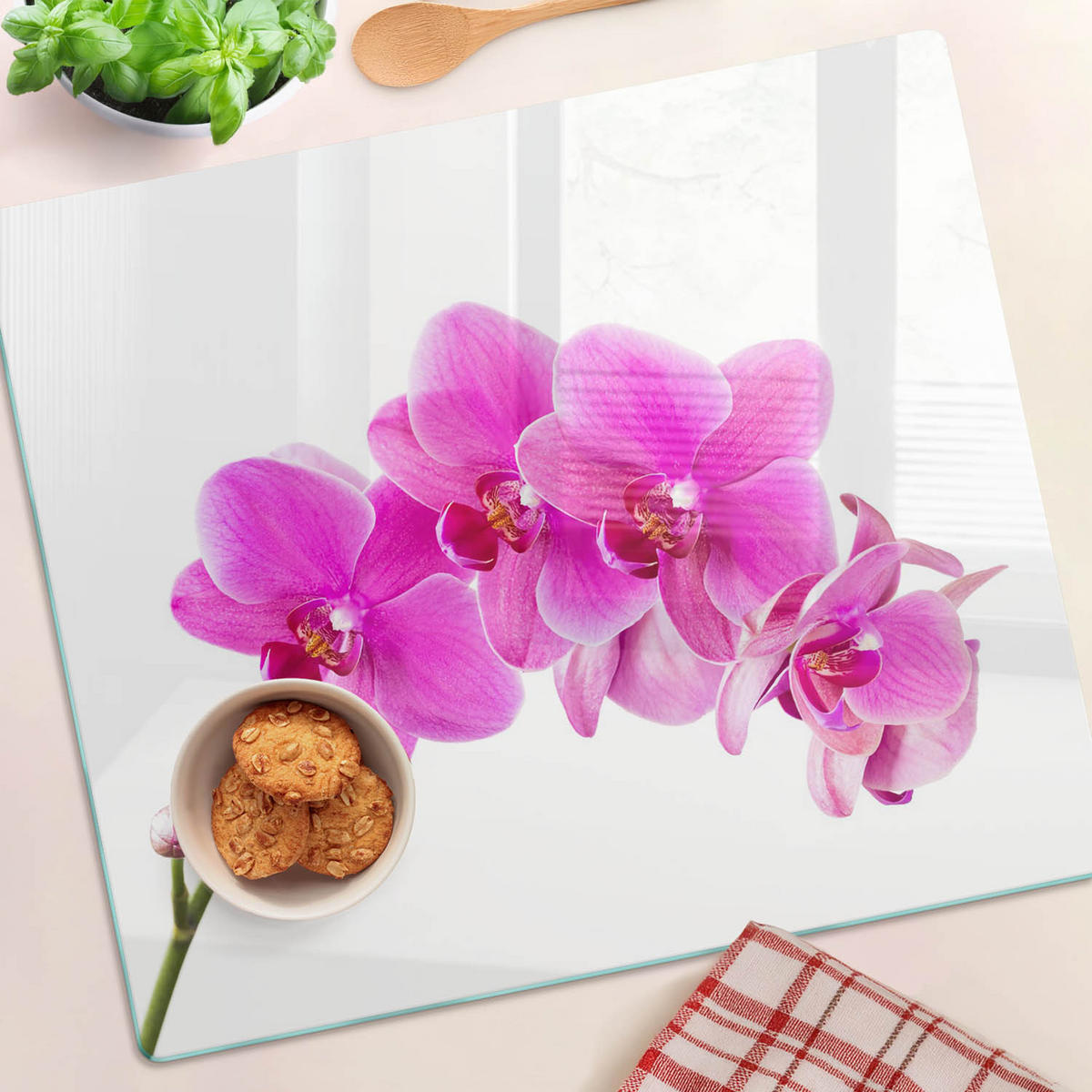 GLASPLATTE 60x52 cm Rosa Orchidee - Pink, Glas (60/0.4/52cm) - TULUP