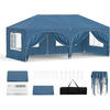 PAVILLON, Faltpavillon 3x6 m, mit 6 Seitenwänden, Grün - Blau, Metall (300/250/600cm) - Woltu