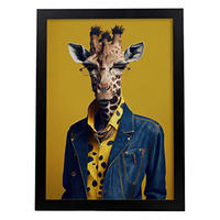 POSTER Giraffe In Voller Farbe Fotostil A3 Schwarzer Rahmen - Schwarz, Papier (29.7/5/42cm) - Nacnic
