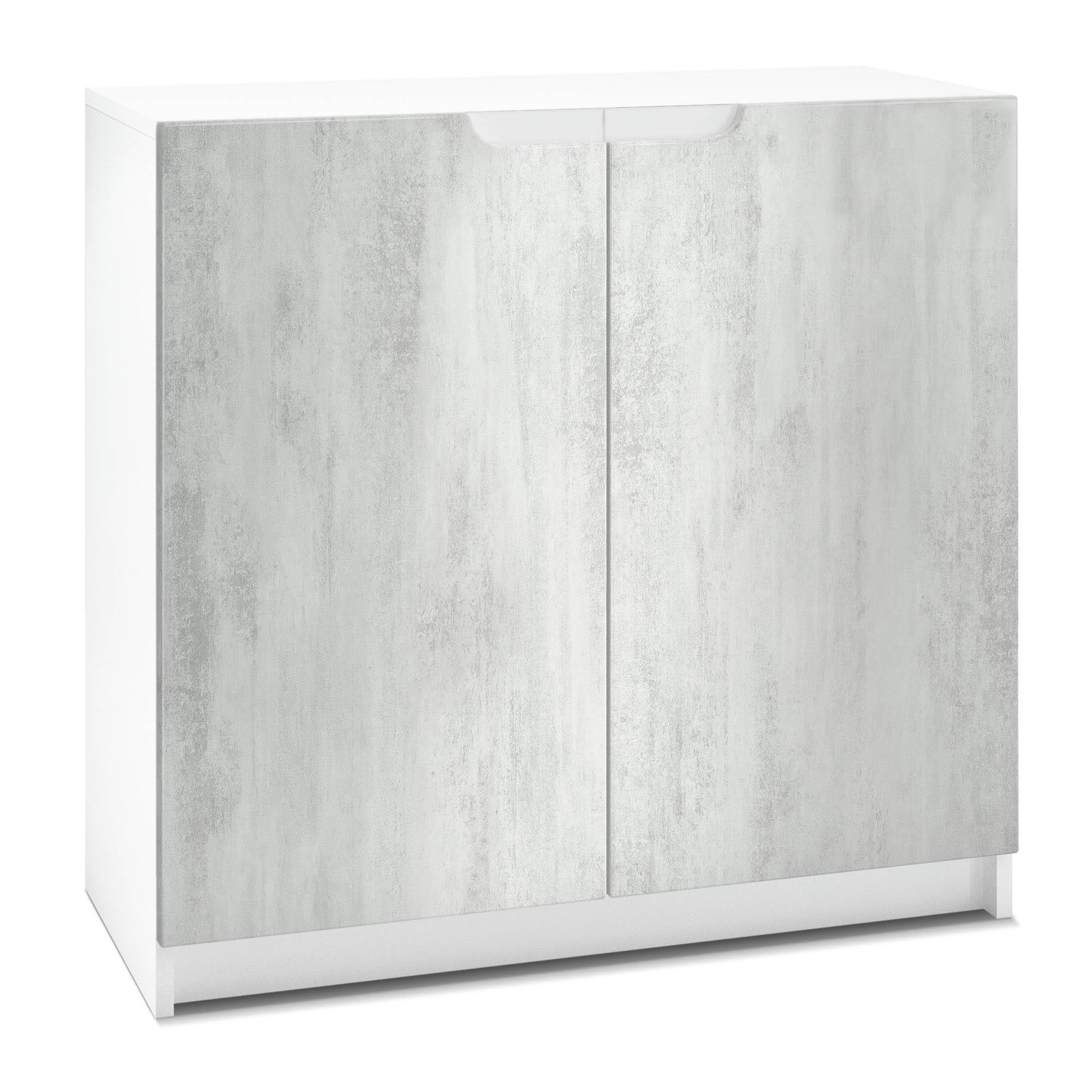 KOMMODE Logan Fronten in Beton Oxid Optik - Hellgrau, Holzwerkstoff (82/78/37cm) - Vladon