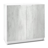 KOMMODE Logan Fronten in Beton Oxid Optik - Hellgrau, Holzwerkstoff (82/78/37cm) - Vladon