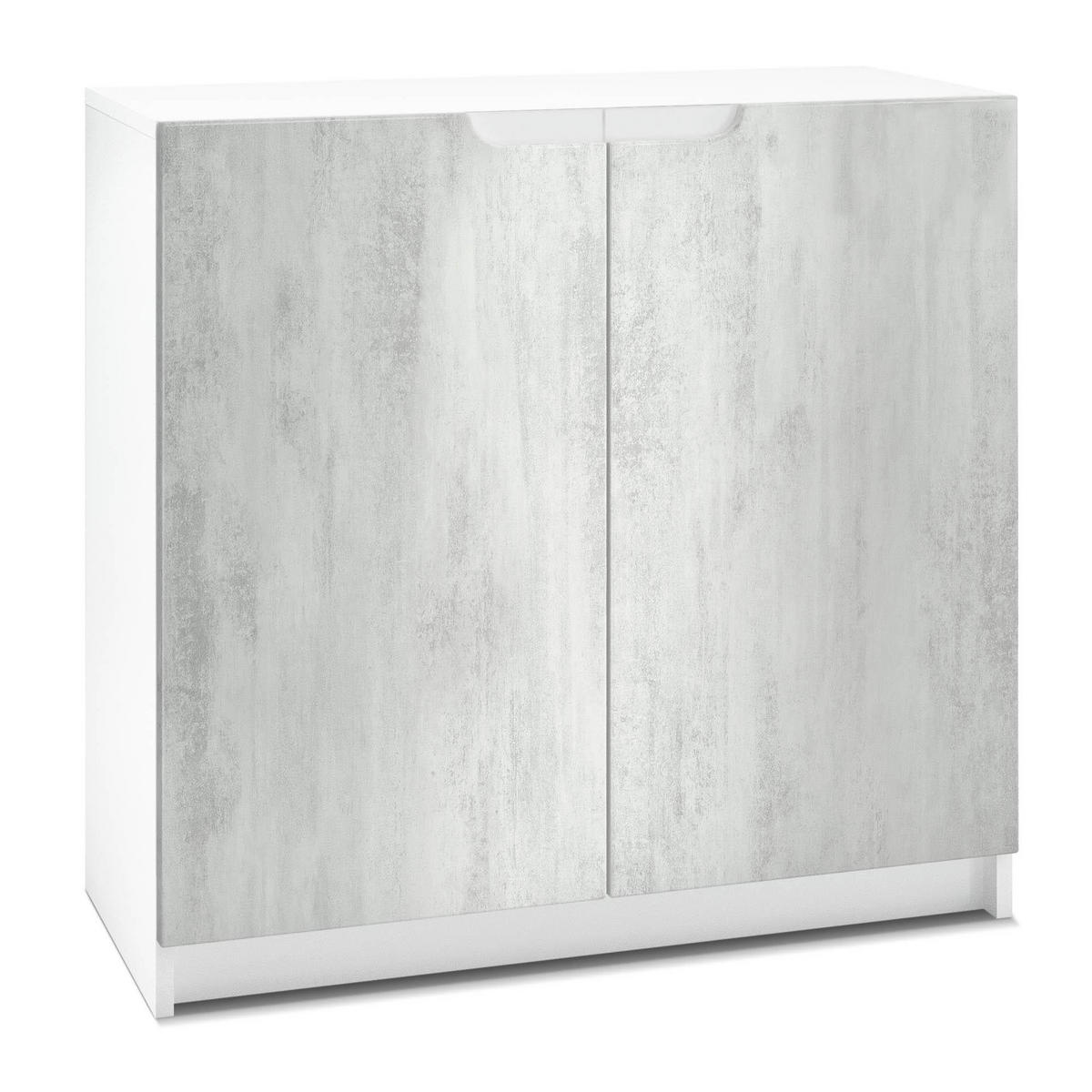 KOMMODE Logan Fronten in Beton Oxid Optik - Hellgrau, Holzwerkstoff (82/78/37cm) - Vladon