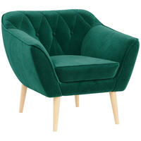 SESSEL Pirs 1 Sitzer Velvet Dunkelgrün - Dunkelgrün/Braun, Holz/Textil (80/75/74cm) - MKS