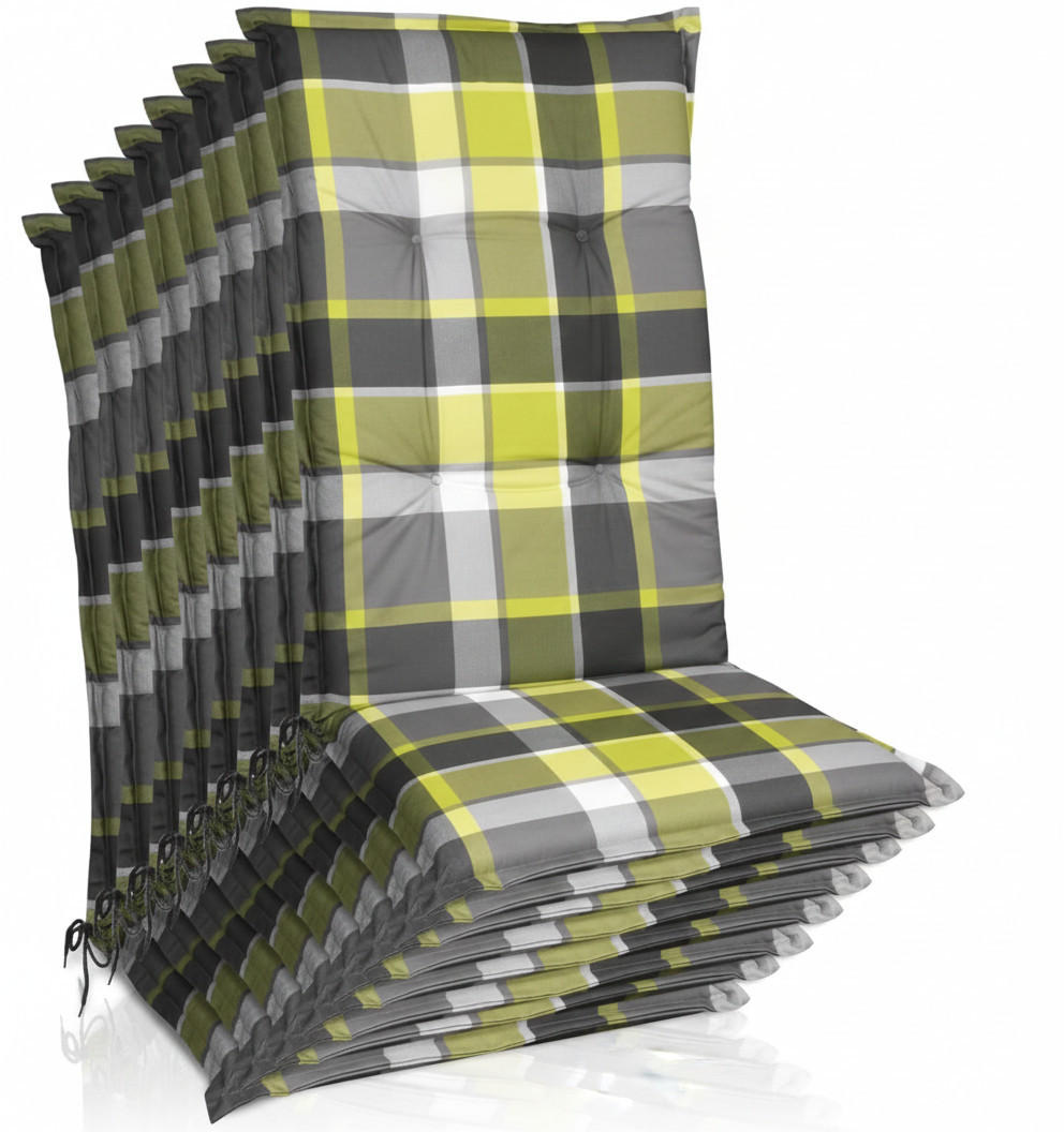 HOCHLEHNERAUFLAGE Sunny GR 120x50x6cm Grün Kariert (8tlg) - Grün, Textil (50/6/120cm) - Beautissu 