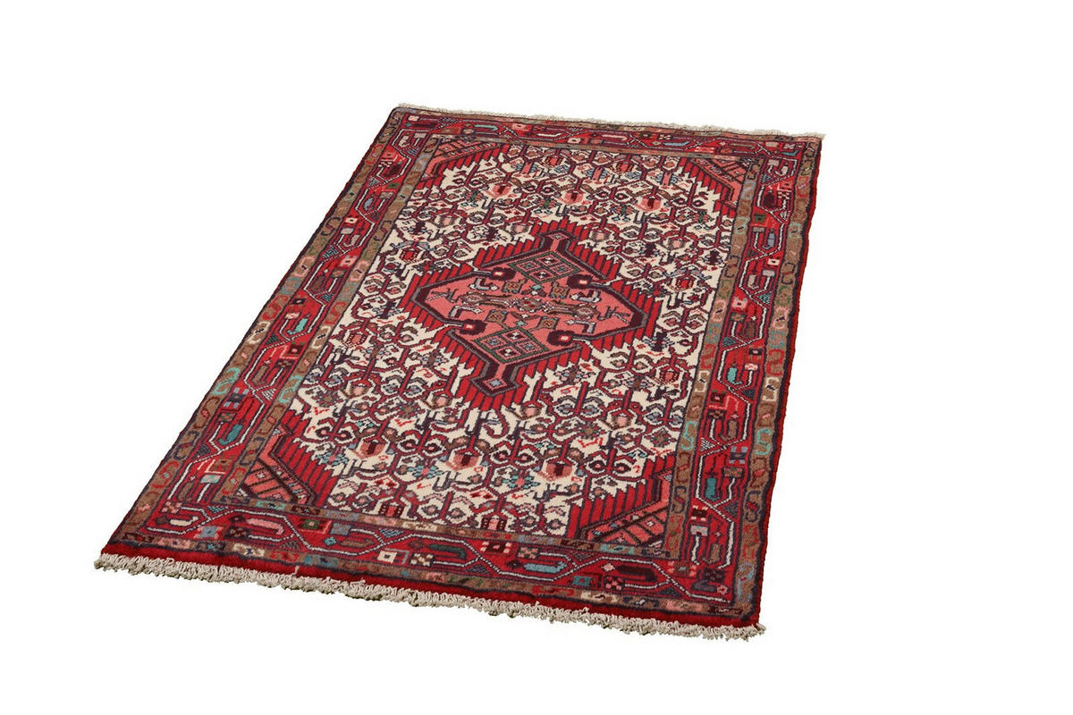 ORIENTTEPPICH handgeknüpft Assadabad Beige, Rot 116/77 cm Schurwolle - Beige/Rot, Textil (77/116cm) - Looma