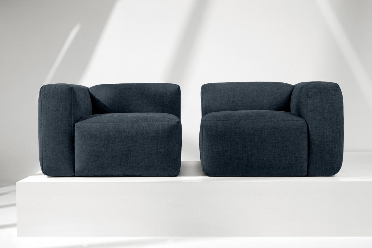 2-SITZER-MODULSOFA BUFFO mit extrem weicher und bequemer Sitzfläche, Gewebestoff, dunkelblau - Dunkelblau, Textil (210/73/96cm) - KONSIMO®