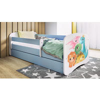 KINDERBETT Dino 80x180 cm mit Schublade, Rausfallschutz & Lattenrost, Blau - Blau, Holzwerkstoff (80/180cm) - RAUMHIRSCH FURNITURE