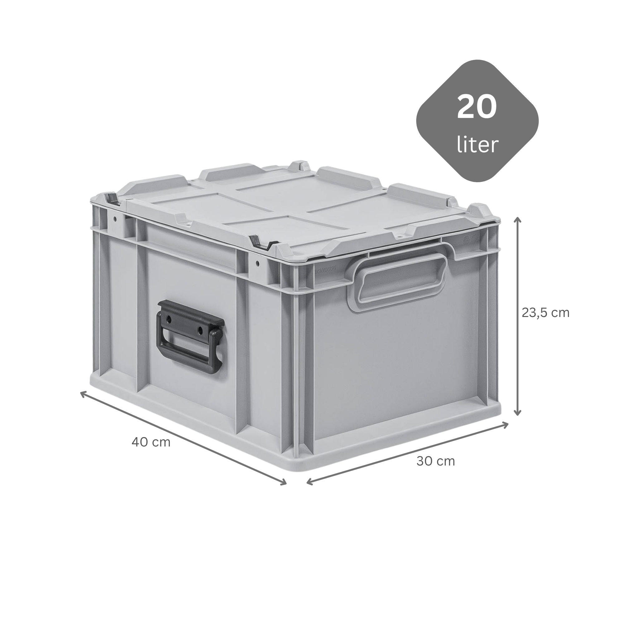 EUROBOX 6xEurobox Nextgen Portable 235x30x40cm 20 Liter - Grau, Kunststoff (30/23.5/40cm) - PROREGAL