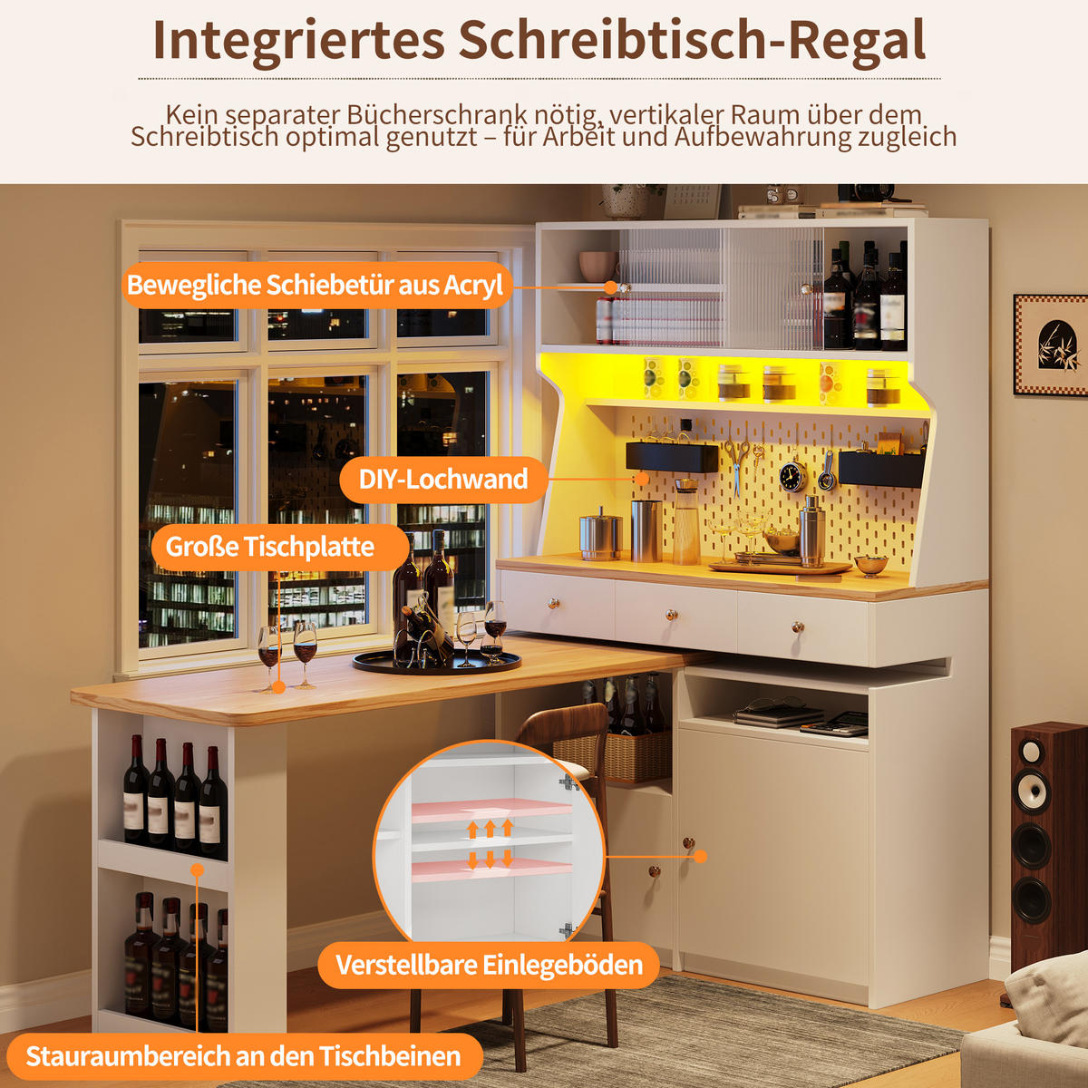 KÜCHENSCHRANK 137x45x178 Cm 2 Türen 3 Schubladen Weiß - Weiß, Holzwerkstoff (137/178/45cm) - FLIEKS