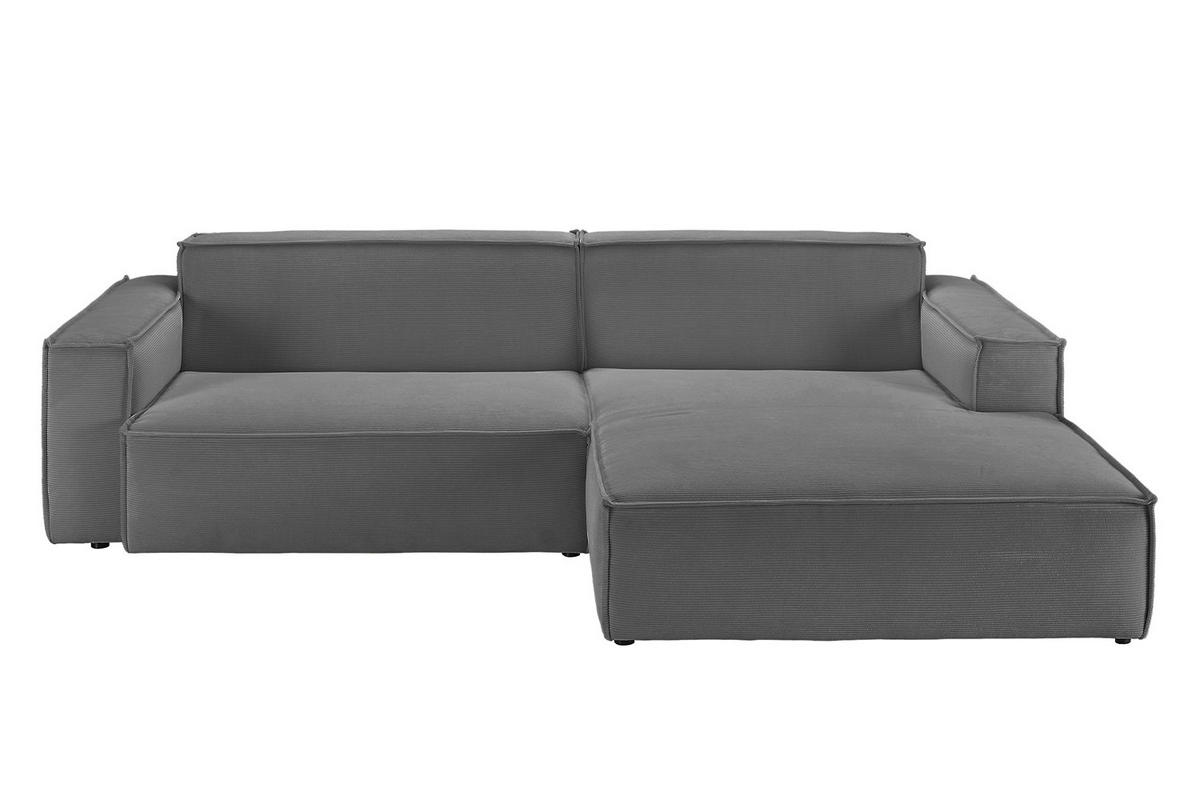 ECKSOFA SAMU Anthrazit Cord - Anthrazit/Schwarz, Textil (276/168cm) - KAWOLA