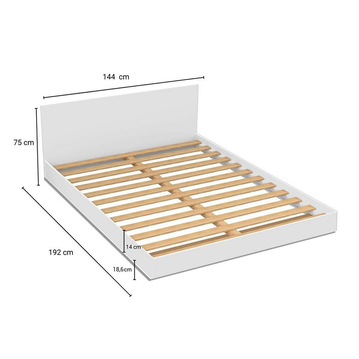 BETT LOFT + LATTENROST + KOPFTEIL / BETT 140x190 - Weiß - Weiß, Holzwerkstoff (140/189cm) - Weber Industries
