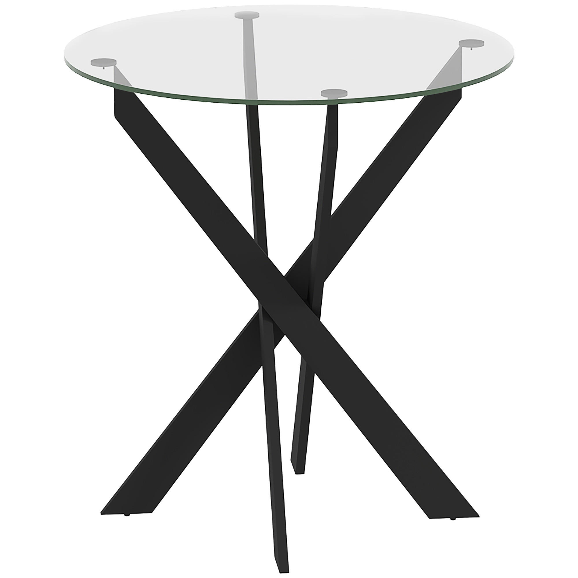ESSTISCH, Rund Küchentisch für 4 Personen Esszimmertisch mit Stahlbeinen Schwarz - Schwarz, Glas/Metall (70/70/75cm) - HOMCOM