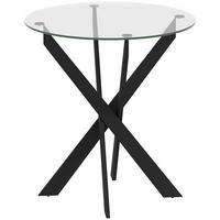 ESSTISCH, Rund Küchentisch für 4 Personen Esszimmertisch mit Stahlbeinen Schwarz - Schwarz, Glas/Metall (70/70/75cm) - HOMCOM