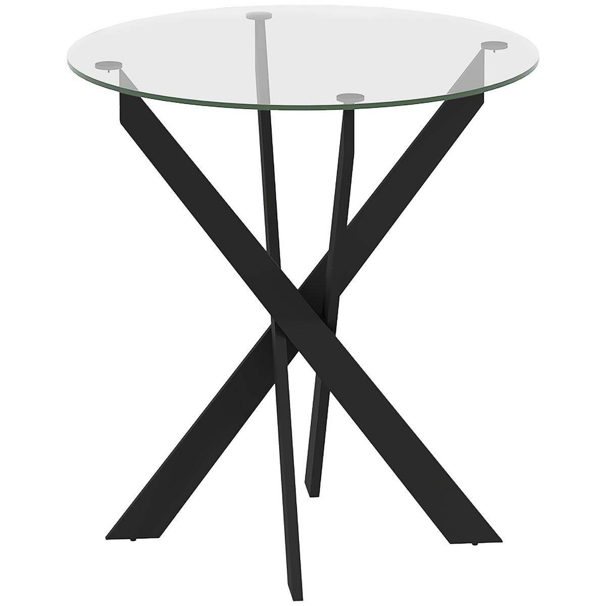 ESSTISCH, Rund Küchentisch für 4 Personen Esszimmertisch mit Stahlbeinen Schwarz - Schwarz, Glas/Metall (70/70/75cm) - HOMCOM