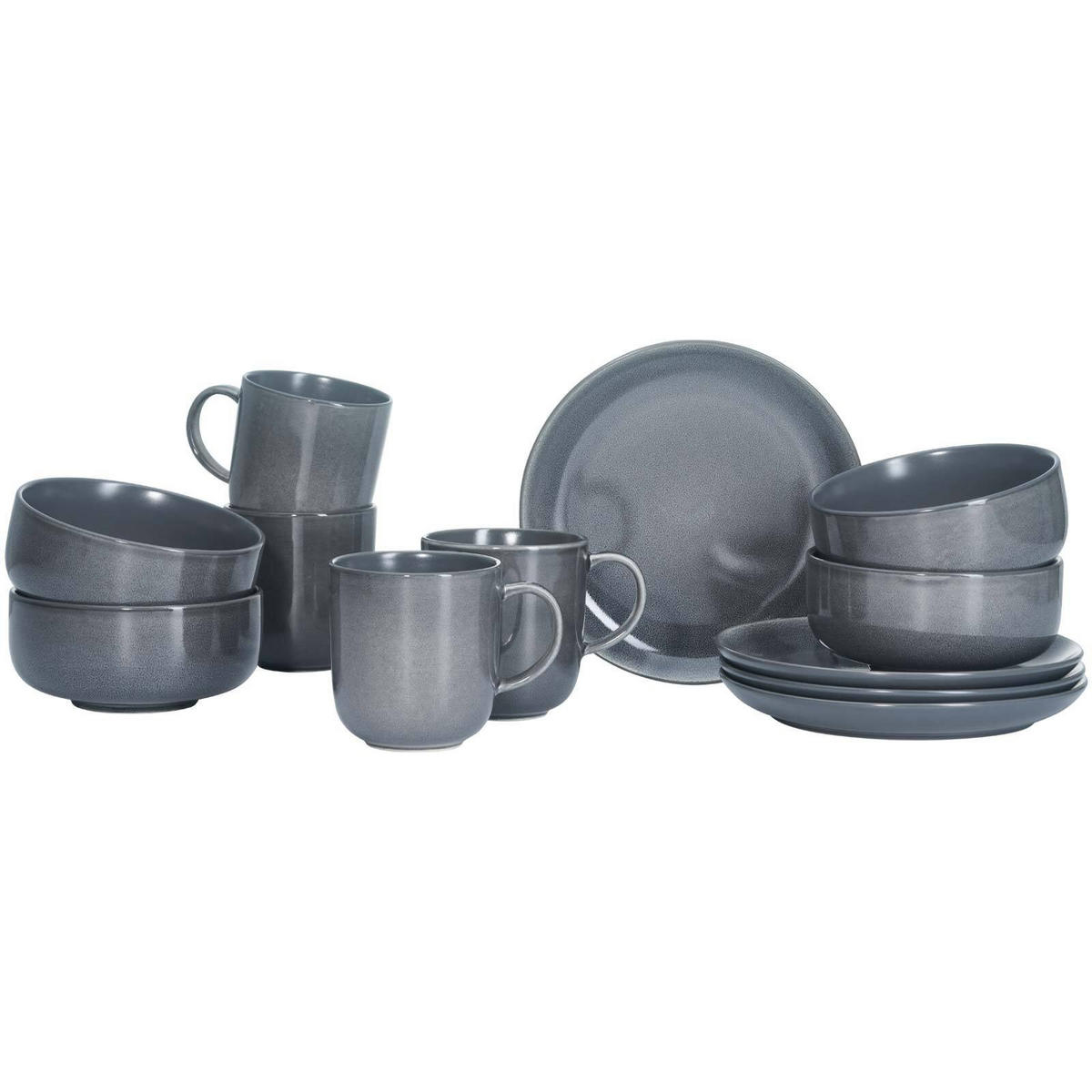 FRÜHSTÜCKS-SET Toledo grau 12er Set - Grau, Keramik (1/1/1cm) - Ritzenhoff Breker