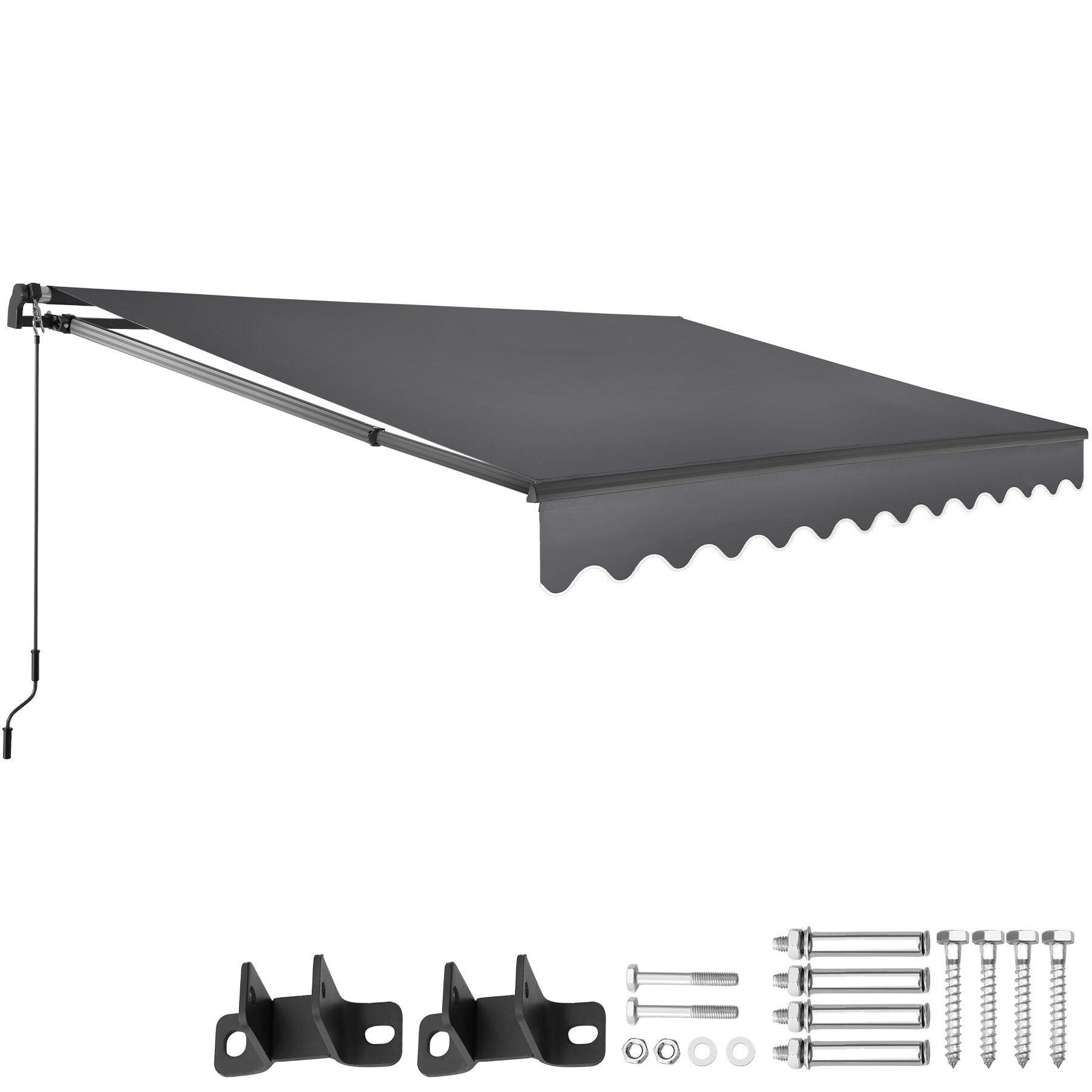 GELENKARMMARKISE Ornella,inkl. Wandhalterung,dunkelgrau - Dunkelgrau, Kunststoff (300/41/250cm) - tectake