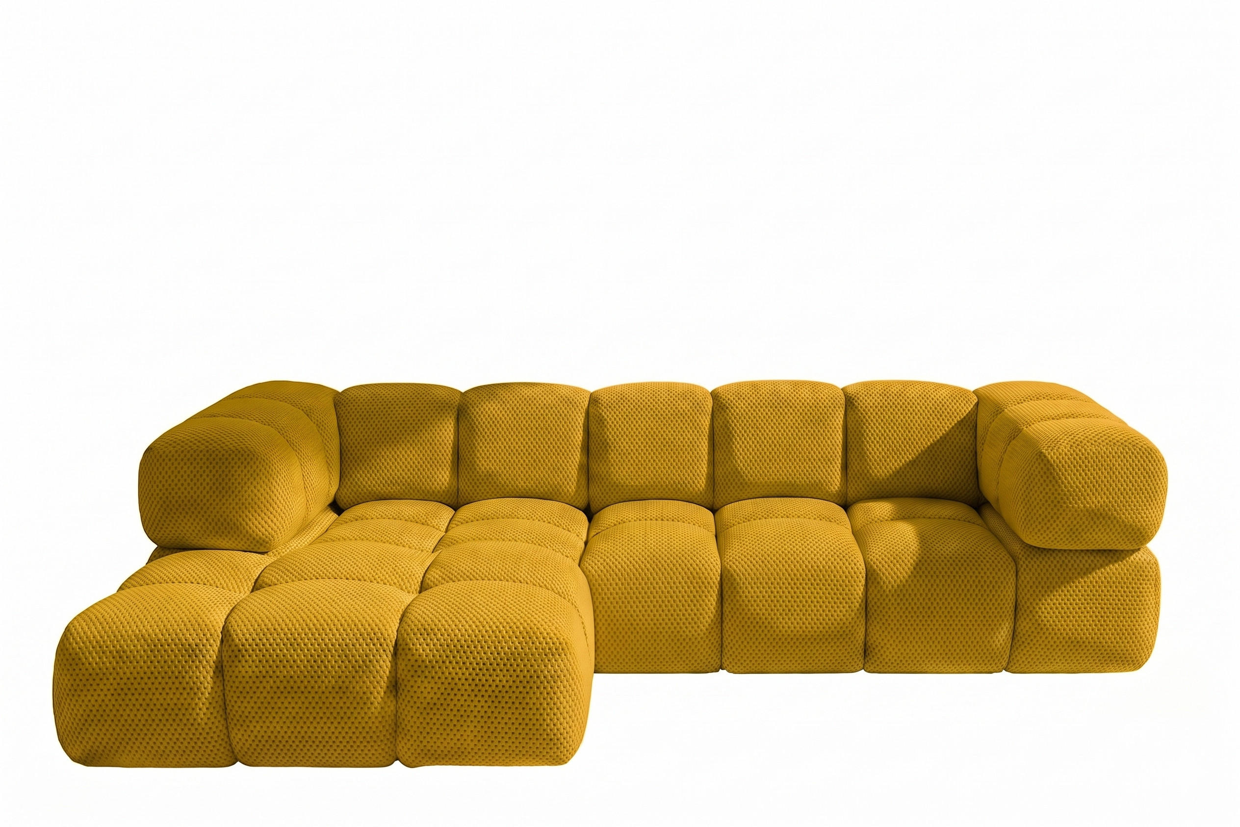 ECKSOFA L-FORM, Strukturierter Premiumstoff Sonic, Senffarbe, Links, Averro - Gelb, Holz (280/150cm) - Kaiser Möbel