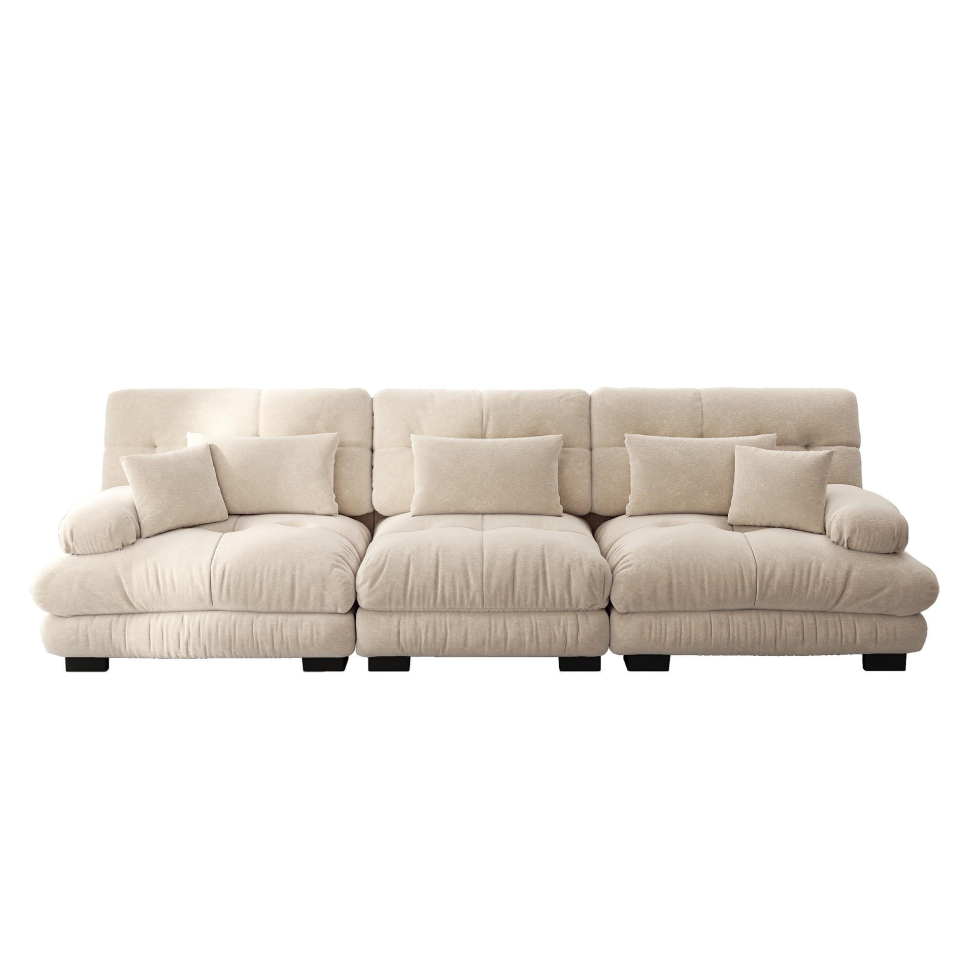 ECKSOFA mit Tiefensitz, runden Armlehnen und Chenille-Bezug, Hellbraun - Cappuccino, Textil (313/77cm) - Redom