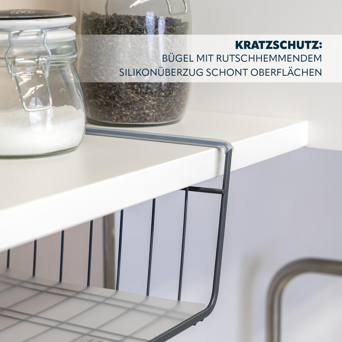 SCHRANKKORB 2er-Set inkl. Einlegeboden, grau - Grau, Metall (41/14/26cm) - eluno