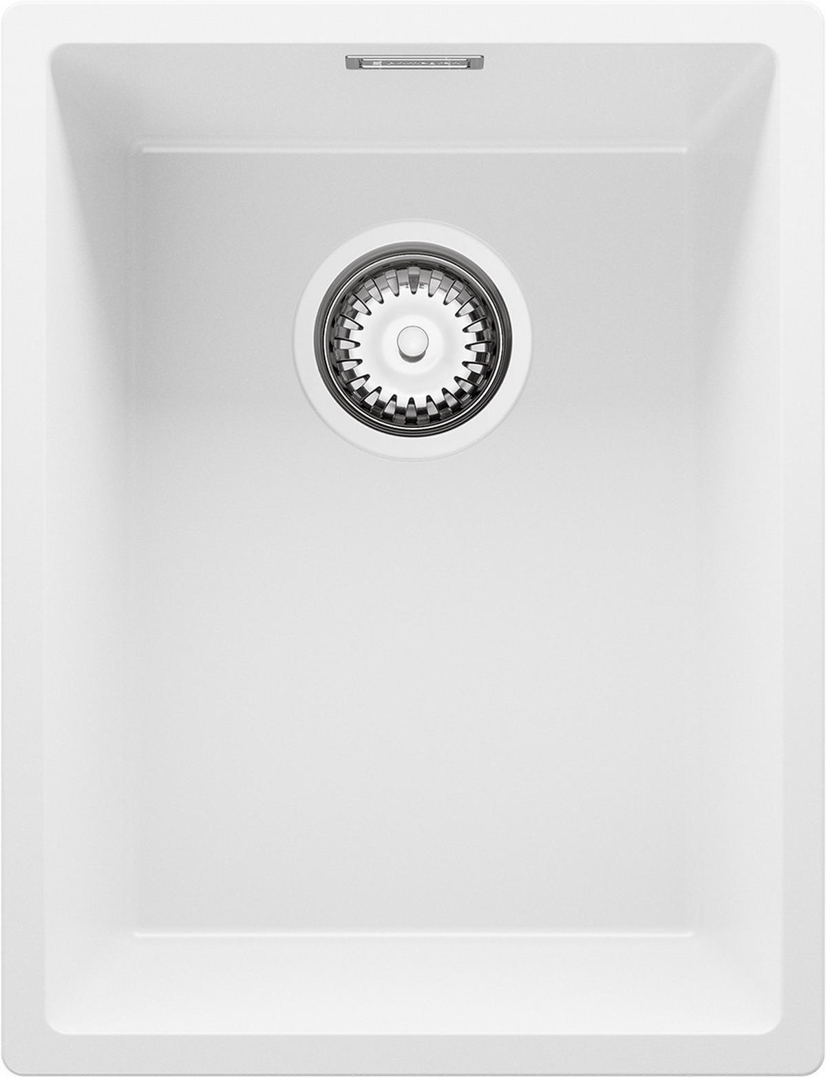 SPÜLBECKEN London Slim, 2-er set Weiß 36/47 cm 1 Becken + Ablauf-Set ab 40er Unterschrank - Chromfarben/Weiß, Kunststoff (36/20/47cm) - Primagran