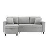 ECKSOFA L-Form mit Chaiselongue & Stauraum grau Leinen 219,5/142,5/83 cm - Grau, Textil (219.5/142.5cm) - OKWISH