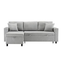 ECKSOFA L-Form mit Chaiselongue & Stauraum grau Leinen 219,5/142,5/83 cm - Grau, Textil (219.5/142.5cm) - OKWISH