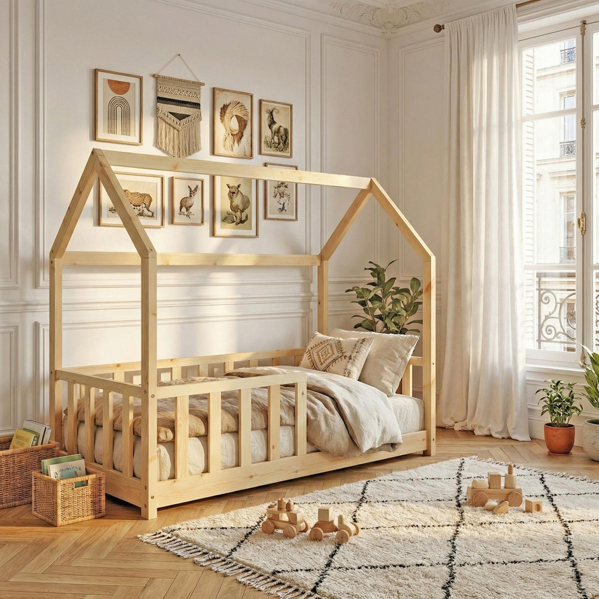 HAUSBETT KIWI mit Lattenrost / Kinderbett 70x140 - Naturholz - Naturfarben, Holz (70/140cm) - Weber Industries