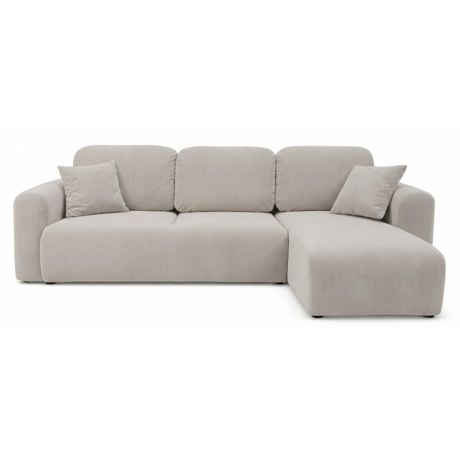 ECKSOFA Olido Graubeige-Samt - Taupe/Schwarz, Kunststoff/Textil (245/150cm) - Selsey