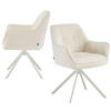 ESSZIMMERSTUHL THOMAS-DINA 2er-Set 360°drehbar - Creme/Weiß, Textil/Metall (61/83/62cm) - DUBI Möbel